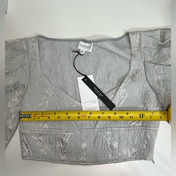 Who What Wear Collection Cropped Puff Sleeve Top Oyster XS - Picture 9 of 13
